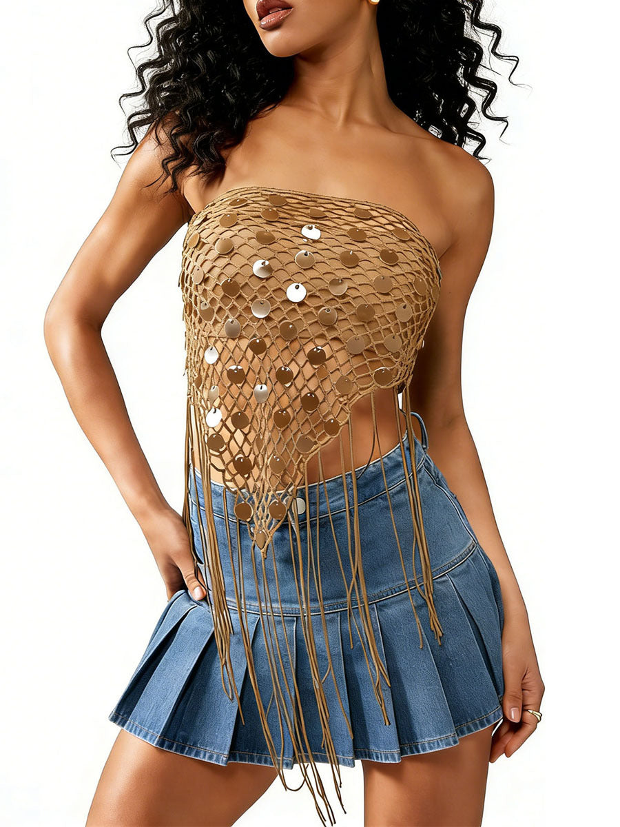 Sequined Triangular Scarf