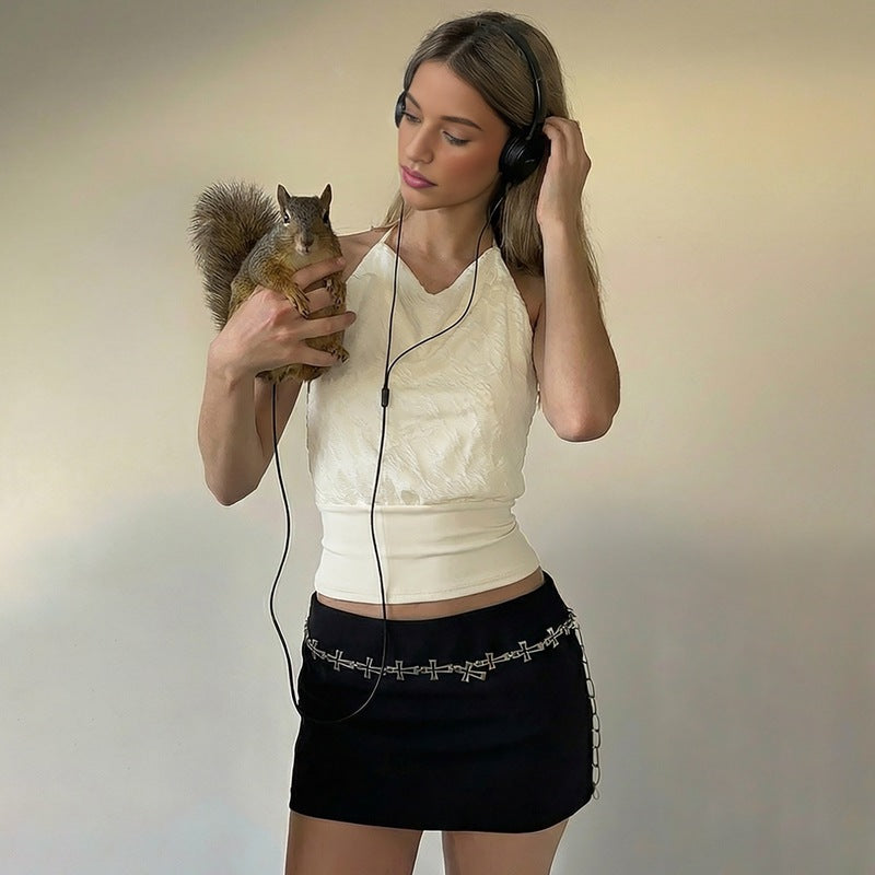 Lace Patchwork Backless Camisole